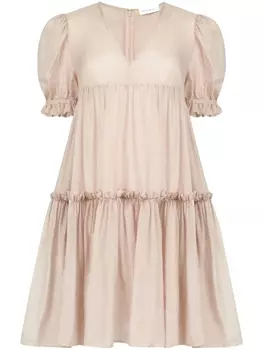 Nina Ricci платье мини из смеси шелка и хлопка, розовый