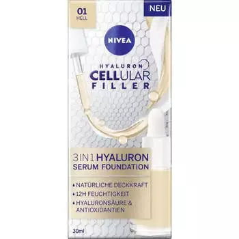 Nivea Cellular Filler 3in1 Hyaluron Serum Foundation 01 Hell 30мл