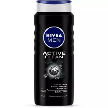 Nivea Men Active Clean Гель для душа для тела, лица и волос 500мл
