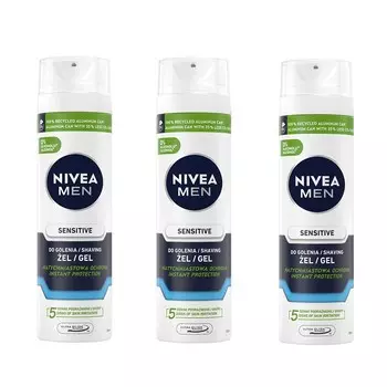 Nivea Men, Sensitive, Гель для бритья, 3x200 мл