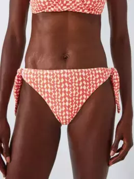 Низ бикини John Lewis Geometric Side Tie Bikini, цвет coral/multi