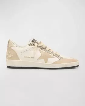 Низкие кеды Ballstar с жемчужными блестками Golden Goose, цвет White Seedpearl Platinum