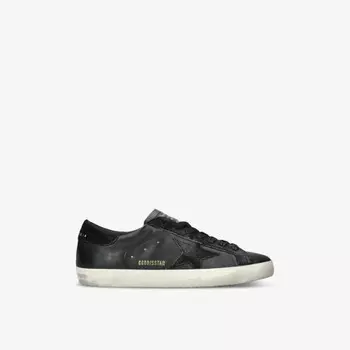 Низкие кожаные кроссовки Superstar Golden Goose, черный