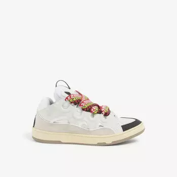 Низкие кроссовки из кожи, замши и сетки со шнуровкой Lanvin, белый
