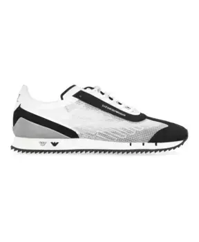 Низкие кроссовки из сетчатой ткани контрастного цвета Emporio Armani Ea7, белый