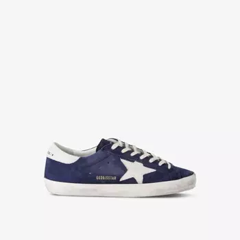 Низкие замшевые кеды с нашивкой-логотипом Super-Star Golden Goose, синий