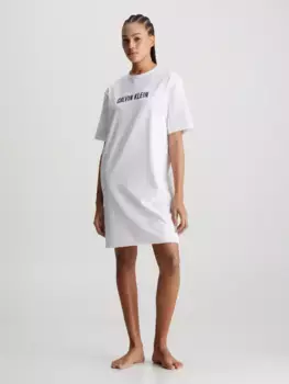 Ночная рубашка Calvin Klein Underwear "S/S NIGHTSHIRT", с надписью-логотипом на груди, белый