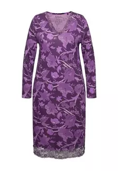 Ночная рубашка FLORAL LONG SLEEVE Ulla Popken, фиолетовый