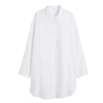 Ночная рубашка H&M Home Washed Linen, белый
