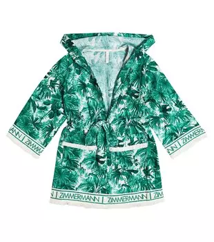 Ночная рубашка из хлопка с принтом Zimmermann Kids, зеленый