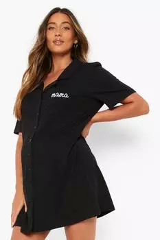 Ночная рубашка с вышивкой для матери мама Boohoo, черный