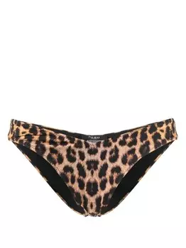 Noire Swimwear плавки бикини с леопардовым принтом, коричневый