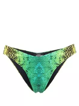 Noire Swimwear плавки бикини со змеиным принтом, зеленый