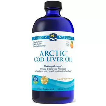 Nordic Naturals, Масло печени арктической трески Масло печени арктической трески 1060 мг, жидкий апельсиновый вкус, 473 мл