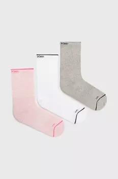 Носки 3 пары Calvin Klein, розовый