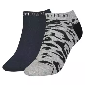 Носки Calvin Klein Sneaker Leopard 2 шт, черный