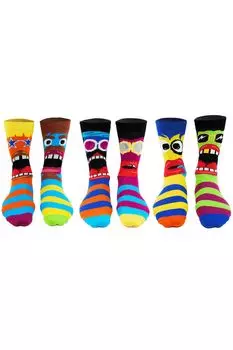 Носки длинные с рисунком - 6 пар United Oddsocks, бургундия