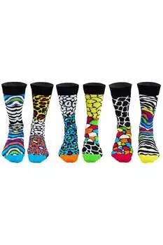 Носки длинные с рисунком - 6 пар United Oddsocks, черный