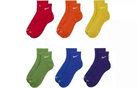 Носки до середины голени унисекс, 6 пар Nike, 6 Pack (Red+Orange+Yellow+Green+Blue+Green)