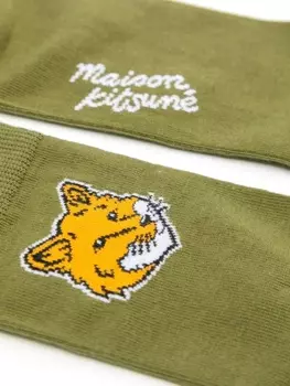 Носки Fox-head Maison Kitsun, зеленый