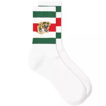Носки Gucci Tiger, белый/зеленый/красный