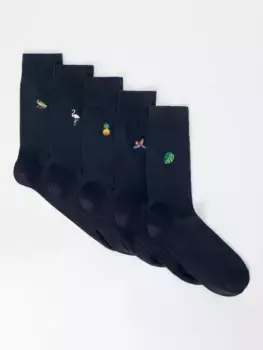 Носки John Lewis Embroidered Tropical 5 шт, цвет blue/multi
