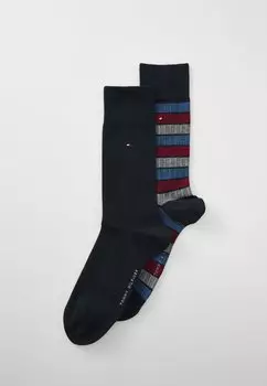 Носки MEN SOCK ONE ROW COLORBLOCK 2 PACK Tommy Hilfiger, темно-синий