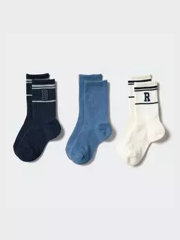 Носки полосатые, 3 пары Uniqlo, синий