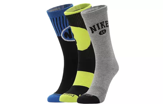 Носки унисекс до середины голени Nike, 3 Pack, Black/Bright Yellow/Dark Gray
