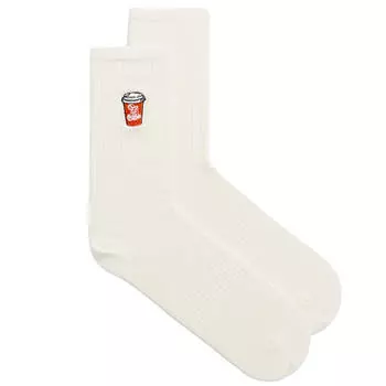Носки Zara Mug Embroidered, желтовато-белый