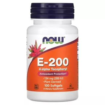 NOW Foods E-200 134 мг (200 МЕ) 100 мягких таблеток