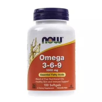 Now Foods, Омега 3-6-9, 100 мг, 100 капсул