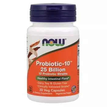 Now Foods, Пробиотик-10 25 триллионов 30 веганских капсул