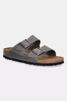 Нубуковые шлепанцы Arizona Birkenstock, серый