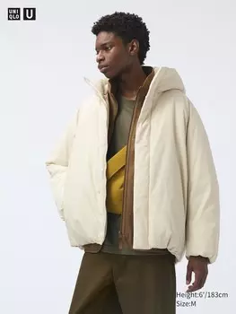 Объемная парка puffertech Uniqlo, бежевый