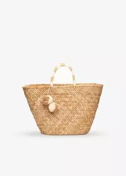 Объемная соломенная сумка-тоут St Tropez с помпоном Kayu, цвет Natural