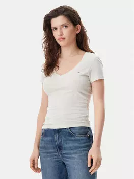 Облегающая футболка DW0DW20458 Tommy Jeans, бежевый