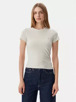 Облегающая футболка DW0DW20459 Tommy Jeans, бежевый
