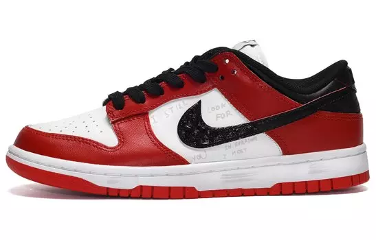 Кроссовки Nike Dunk Skateboard Shoes Unisex Low-Top Black White Red