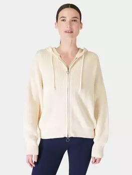 Обычная толстовка с капюшоном на молнии Sweaty Betty, цвет Lily White