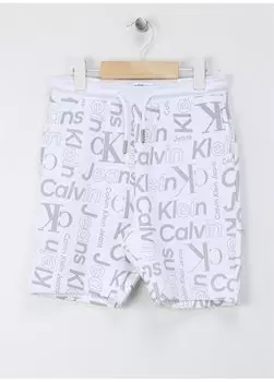 Обычные белые шорты для мальчиков INST. ШОРТЫ CK AOP Calvin Klein, белый