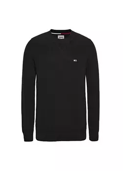 Обычный однотонный черный мужской свитер с круглым вырезом Tommy Jeans