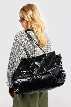 Очень большая стеганая большая сумка boohoo, черный