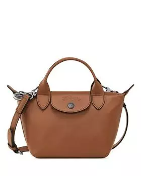 Очень маленькая кожаная сумка Le Pliage Xtra с верхней ручкой Longchamp, цвет Brown