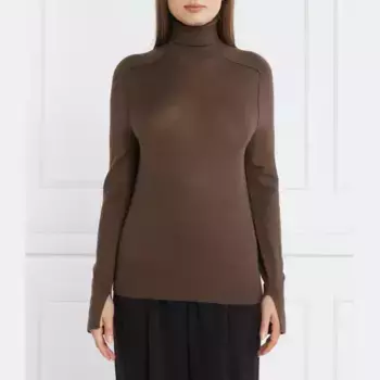 Очень тонкая шерстяная водолазка обычного крояroll-nk Calvin Klein, коричневый