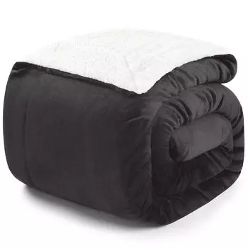 Одеяло Blumtal Sherpa, мягкое одеяло, пушистые одеяла, флисовое одеяло, сертификат Oeko-TEX, одеяло для дивана, мягкое одеяло для детей, одеяло, покрывало и одеяло, 130х150 см, антрацит, серый