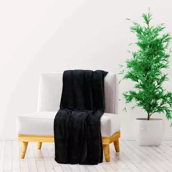 Одеяло черное полиэстер 150х200 см, дизайн одеяла 2024 г. DKD HOME DECOR, черный