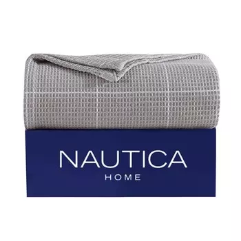 Одеяло Nautica Bridgeport Waffle Grid, серое, полное/королевское, цвет Steel Heather