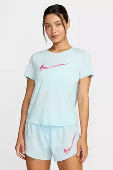 Одна беговая майка с короткими рукавами и графическим принтом swoosh dri fit Nike, голубой