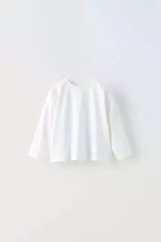 Одная футболка среднего веса ZARA, белый